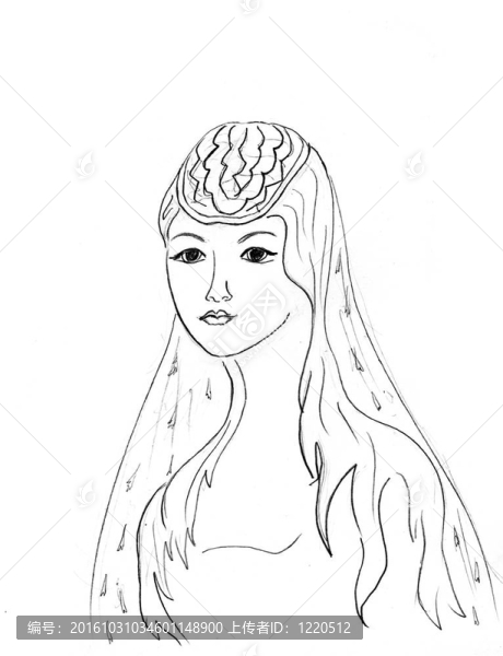 白色背景的東方女孩肖像