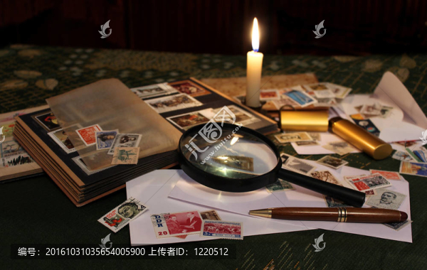 舊風(fēng)格的仍然生活與郵票
