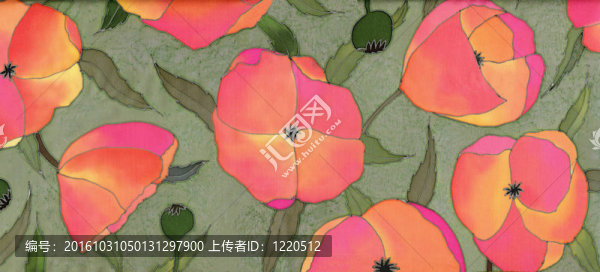 在綠色背景的紅色罌粟花我的作品形象