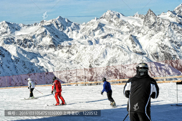歐洲阿爾卑斯山滑雪。風(fēng)景。