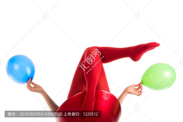 紅色氣球襪女腳
