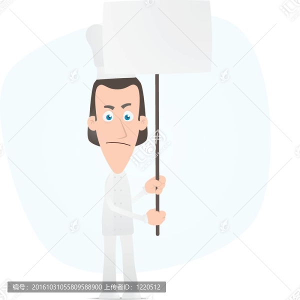 廚師站在警戒牌