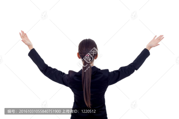 商業(yè)婦女與她的手在空中