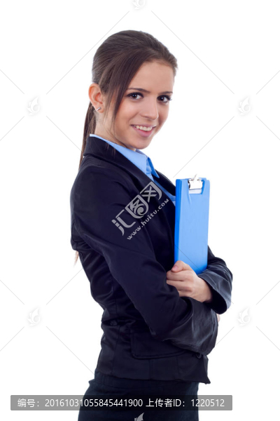 商業(yè)女人拿著一個剪貼板