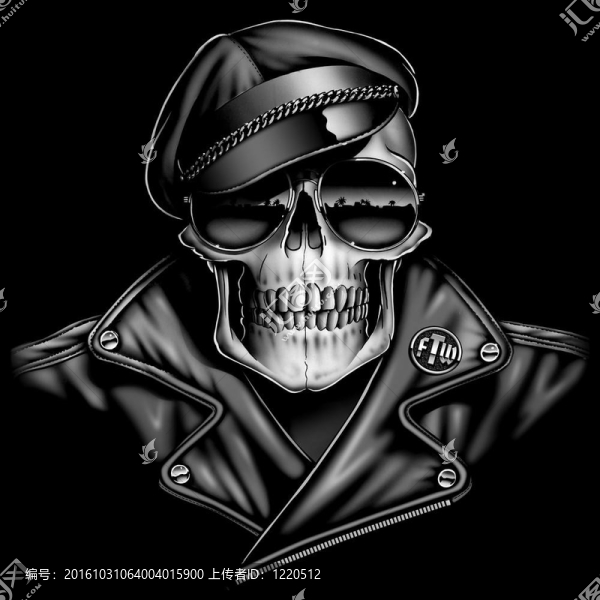 Skull,Biker的皮革