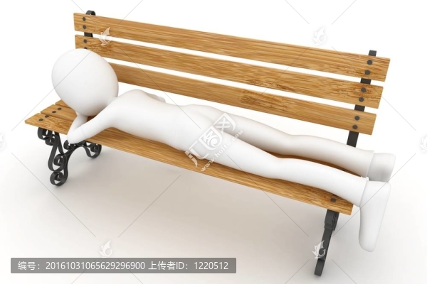 3D男子睡在長椅上