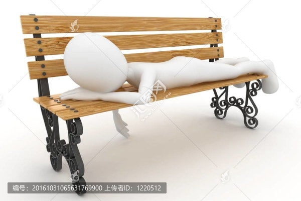 3D男子睡在長椅上