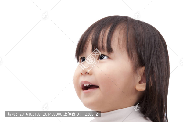 在白色背景上孤立的亞洲小女孩