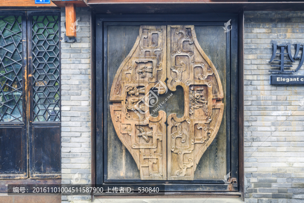 中式木門,,銅錢門