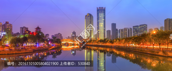 成都錦江夜景全景,大畫幅
