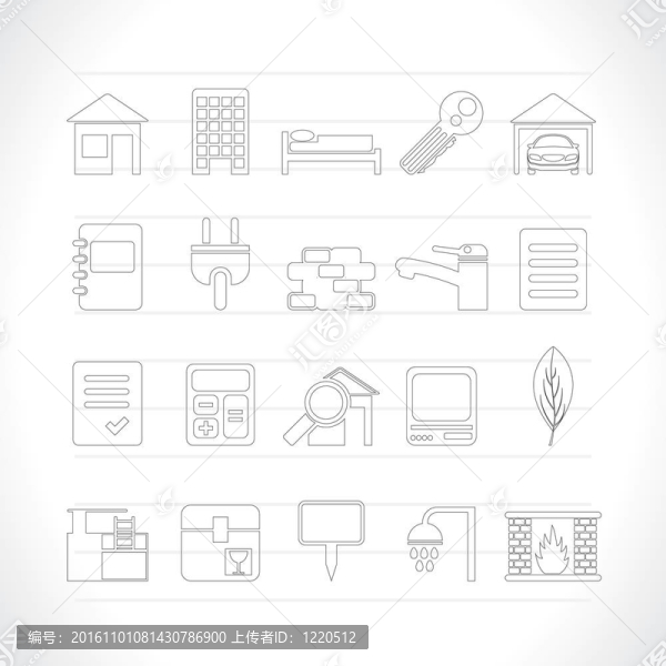 房地產(chǎn)和建筑圖標