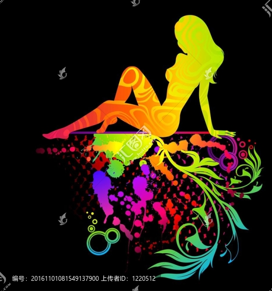 女孩和斑點的剪影。