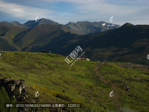 藍天下的草地和高山
