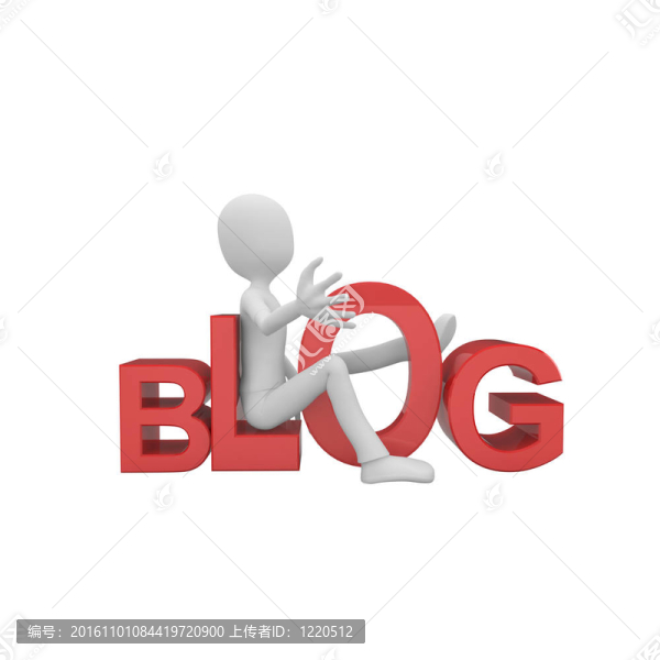 3D男子與紅色博客標(biāo)志