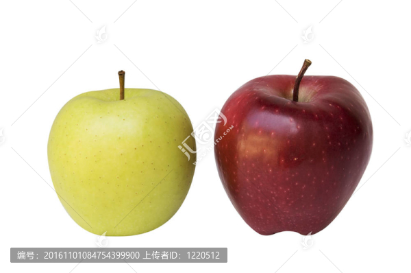 一個(gè)黃色的蘋果和一個(gè)紅蘋果