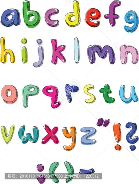彩色小字母手寫