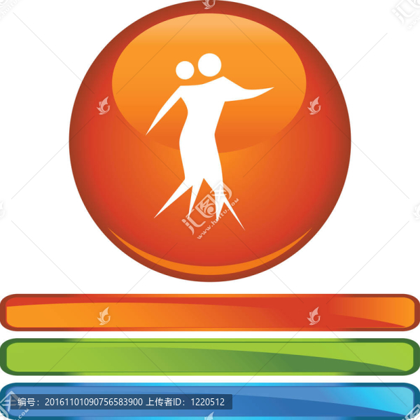 在背景上孤立的跳舞按鈕。