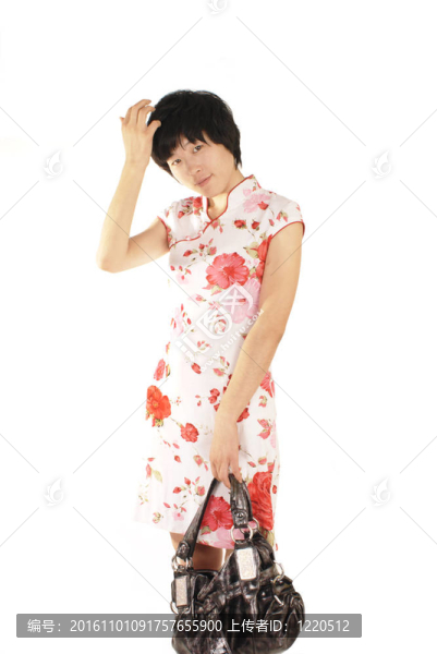 中國女孩穿著旗袍