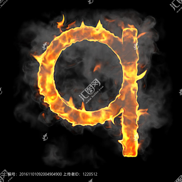 燃燒和火焰字體Q字母