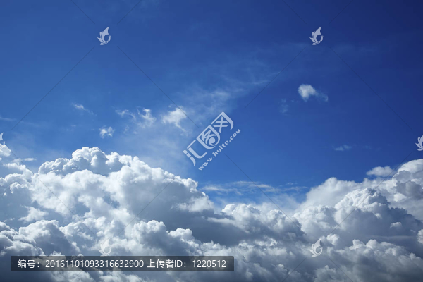 美麗多云的天空；從飛機上拍攝