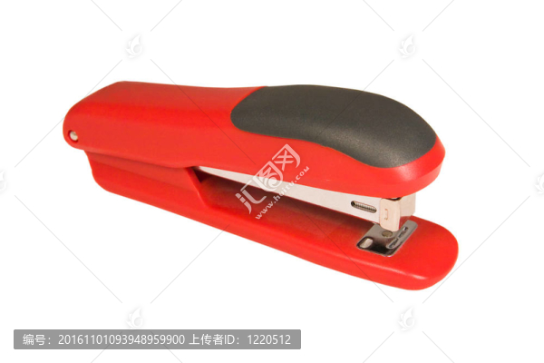紅色訂書機孤立在白色背景