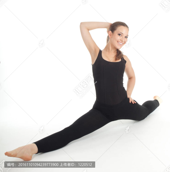 健美女子做伸展運動；孤立