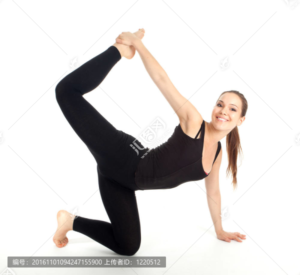 健美女子做伸展運動；孤立