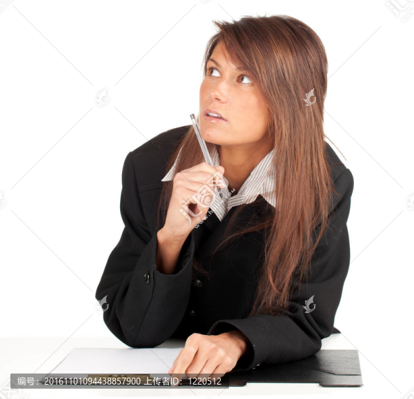 在剪貼板的黑色夾克體貼的年輕商人；系列
