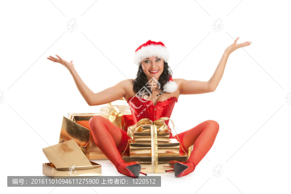 美麗的圣誕老人在圣誕帽