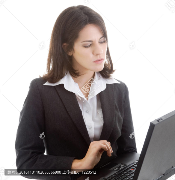 工作在筆記本電腦孤立白色背景