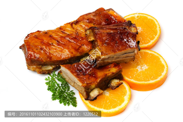 烤肋排白色隔離