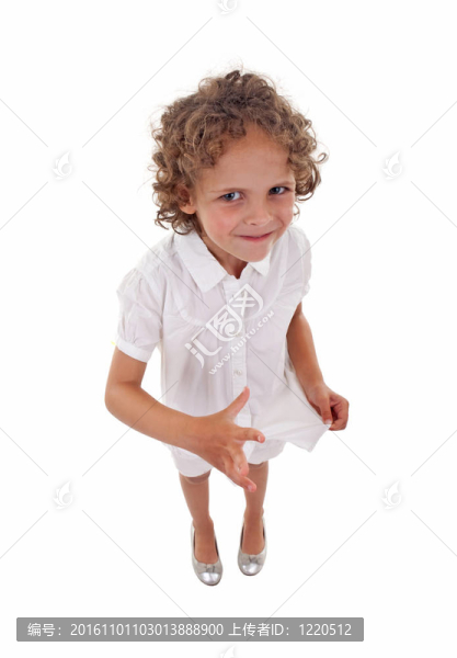 特寫一個漂亮的小女孩做手勢