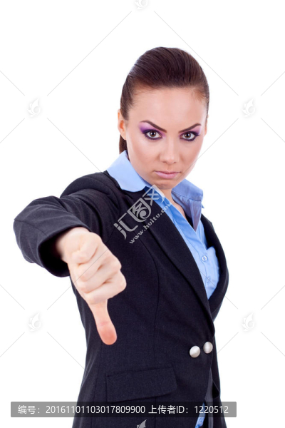 商業(yè)女性的手勢(shì)大拇指朝下