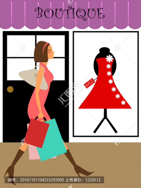 女人購物漫步在精品店