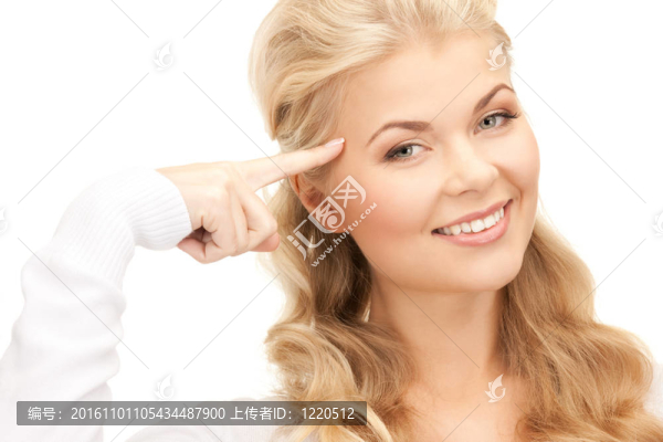 沉思的女商人在白