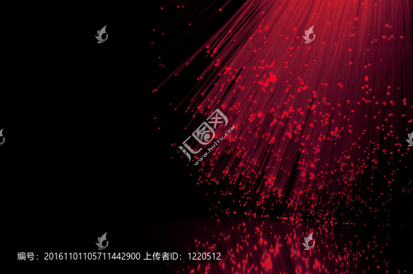 深紅色光纖反射。
