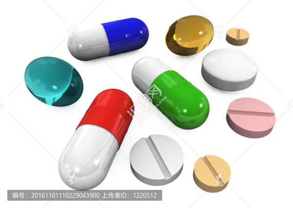 在白色背景上的3D藥丸