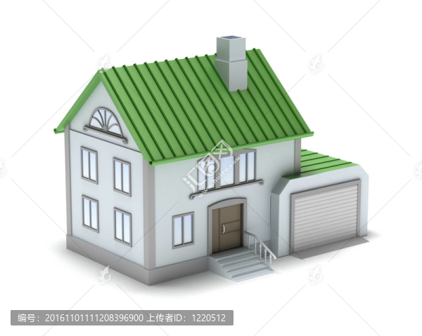 小家庭住宅。三維圖像。伊索拉