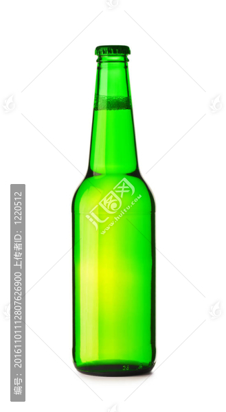 分離的綠色啤酒瓶