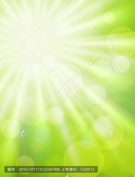 綠色的背景虛化與太陽升起