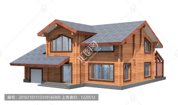 木木住宅。三維模型渲染。白色背景隔離。房地產(chǎn)