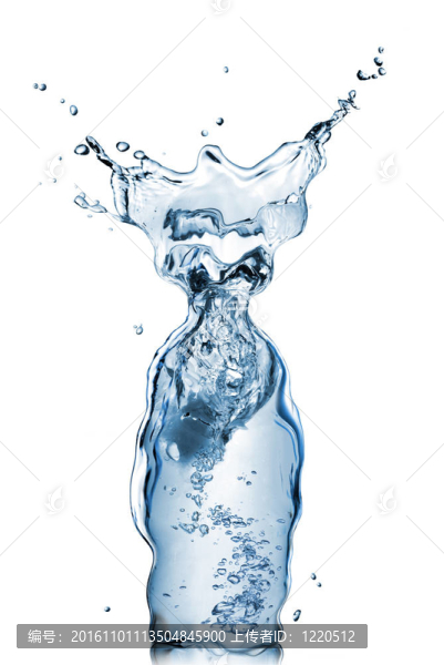 瓶水和飛濺孤立在白色