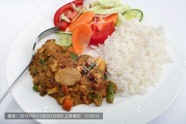 蔬菜莎安娜米黃素食咖喱特寫