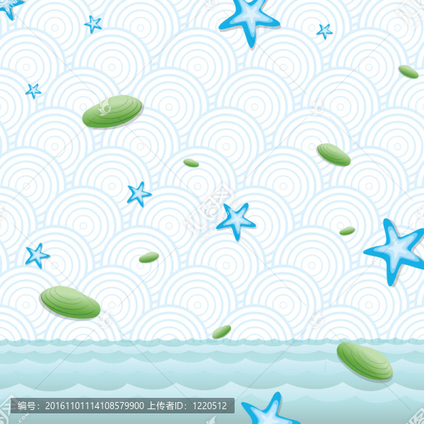海星和貝殼的圖案背景