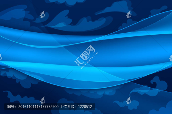 藍(lán)色背景-抽象波浪與程式化云