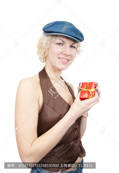 帶紅色禮物盒的女孩