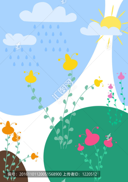 卡通花和云