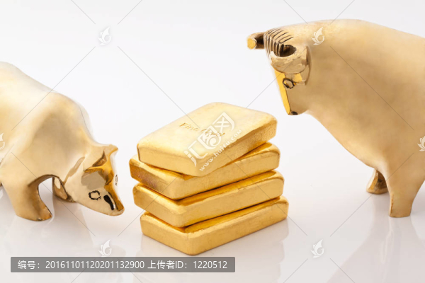牛市和熊市符號(hào)與金條