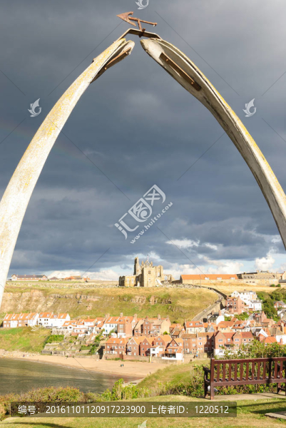 懸崖在Whitby；英國
