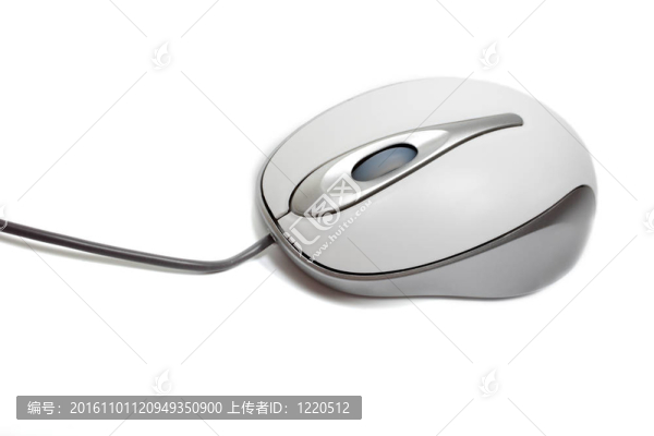 白色背景的銀色鼠標(biāo)。